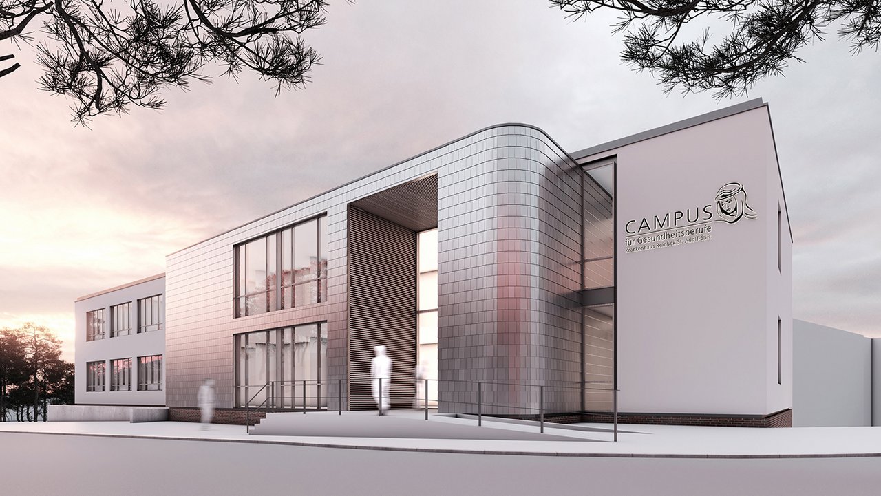 Architektenzeichnung der Campus für Gesundheitsberufe am Krankenhaus Reinbek