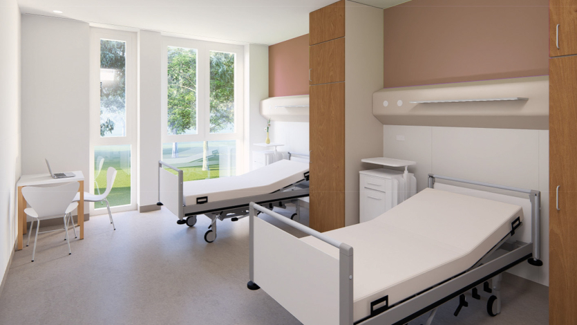 Visualisierung Innenausbau Patientenzimmer