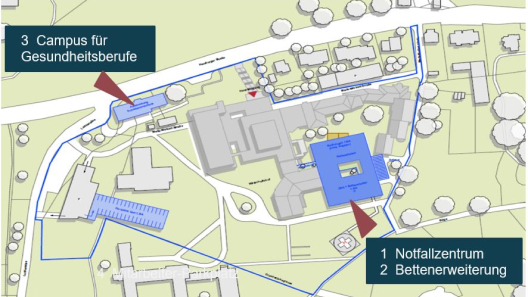 Geländeplan Baumaßnahmen am Krankenhaus Reinbek